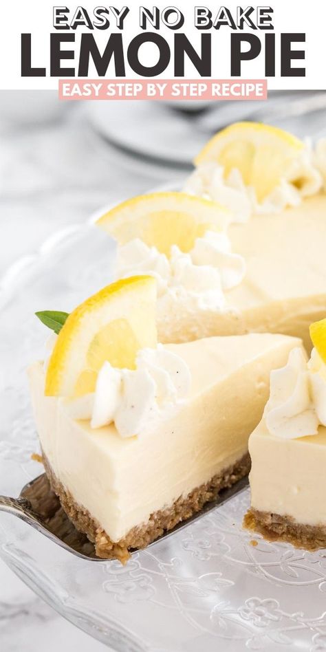 No Bake Lemon Pie, Lemon Cream Pie, Mascarpone Recipes, No Bake Lemon, Lemon Pie Recipe, Philadelphia Torte, Lemon Cream Pies, Lemon Dessert Recipes, Cream Pie Recipes