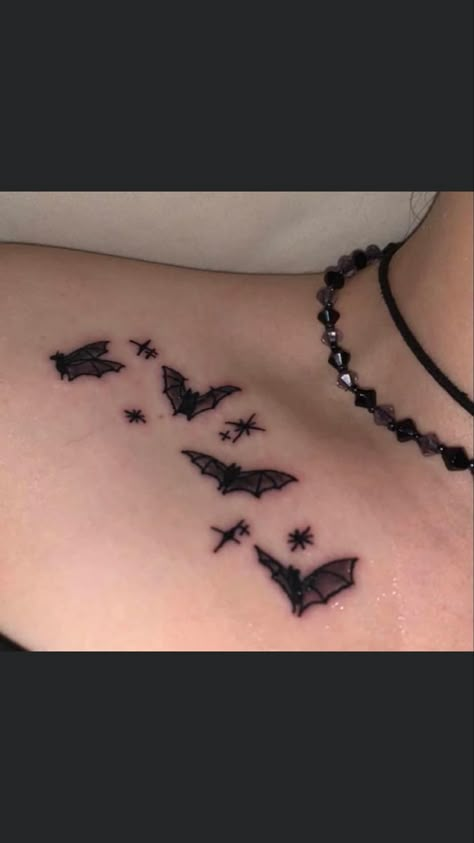 Bat Tattoo Ideas Sternum, Meaningful Goth Tattoos, Grunge Feminine Tattoos, Matching Alternative Tattoos, Small Gothic Tattoos, Tattoo Stick N Poke, My Chemical Romance Tattoo, Goth Tattoo Ideas, Mum And Daughter Tattoo