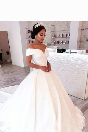 Ball Gown V-Neck Lace Sweep Train Vintage Wedding Dress – Angrila Dresses Elegant Classy, Wedding Dresses Elegant Classy, 2023 Wedding Dresses, Wedding Dresses Under 500, Off The Shoulder Wedding Dresses, Wedding Dresses Elegant, Off Shoulder Wedding Dress, Shoulder Wedding Dress, Elegant Ball Gowns