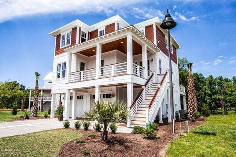 Raised Beach House Plans, Beach House Floor Plan, Raised Beach House, Elevated Beach House, Beach House Designs, Beach Homes Plans, Residential Elevator, Beach House Flooring, Beach House Floor Plans