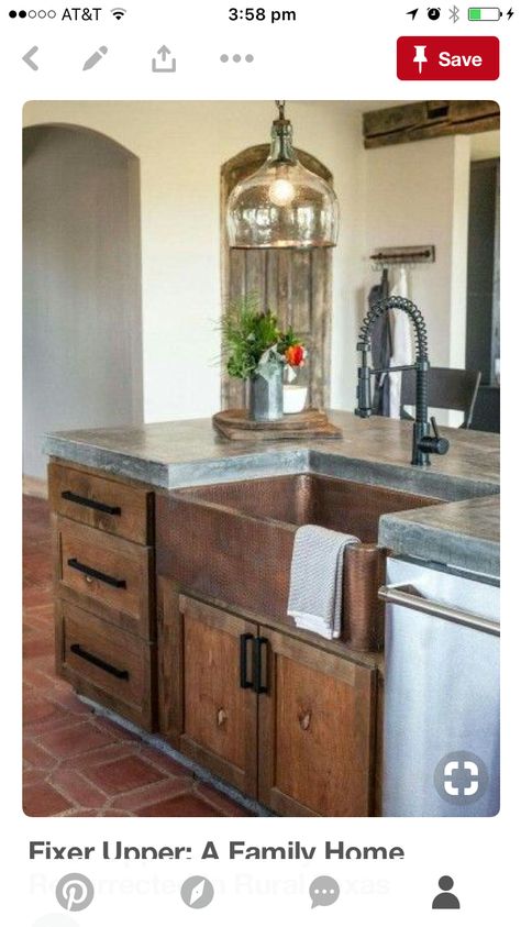 Kitchens By Joanna Gaines, Trendy Farmhouse Kitchen, Kitchen Sink Ideas, Kitchen Concrete, Countertops Concrete, Countertops White, Concrete Countertops Kitchen, Black Kitchen Faucets, Concrete Kitchen