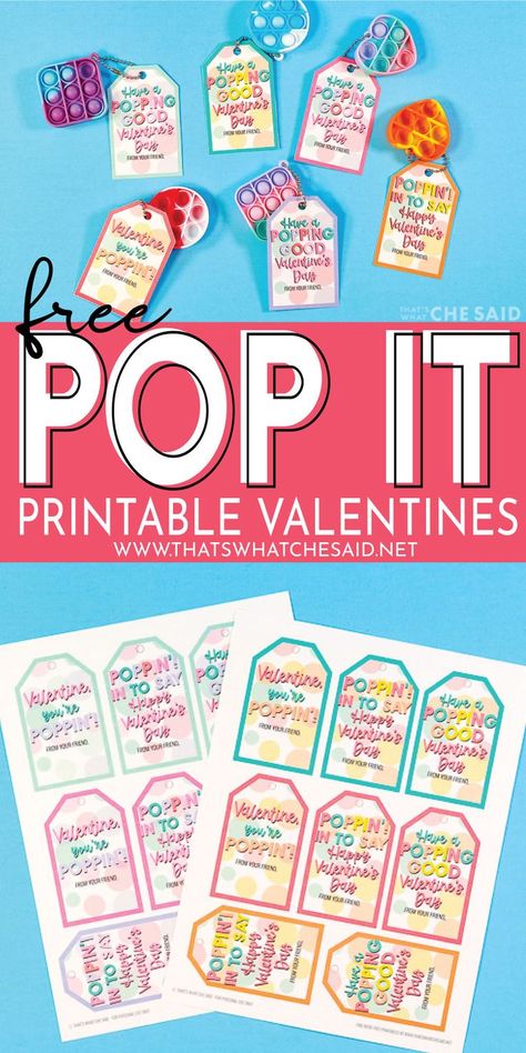 Perfect for class Valentine Parties and teacher approved! Pop it fidget keychains make the perfect class Valentine's Day card for your child to pass out! Grab the free printable tags and link for pop it fidget toys in my post! #popit #valentine #printablevalentine Popit Printables, Free Ring Pop Valentine Printable, Valentines Pop It Tags, Heart Pop It Valentines, Popper Valentine Printable, Printable Kids Valentines Free, Valentine Pop It Printable Free, Free Pop It Valentine Printable, Push Pop Valentines Free Printable