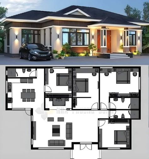 Philippines House Design, Small Modern House Plans, Modern House Floor Plans, Bungalow Style House Plans, Little House Plans, House Plans Mansion, Affordable House Plans, Modern Small House Design, House Floor Design