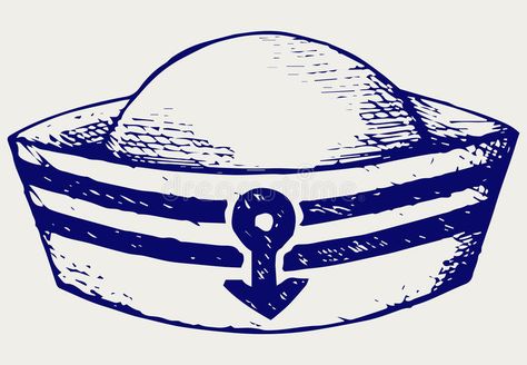 Sailor Logo, Sailor Illustration, Navy Tattoos, Cap Drawing, Sailor Theme, Duck Tattoos, Easy Crafts To Sell, Sailor Cap, Bird Quotes