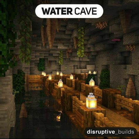 Minecraft Cave House Design, Minecraft Cave Build Ideas, Minecraft Cave Farm Ideas, Aesthetic Minecraft Cave Builds, Cave Decorations Minecraft, Minecraft Cave Building Ideas, Ravine Village Minecraft, Underground Village Minecraft, Cave Minecraft House