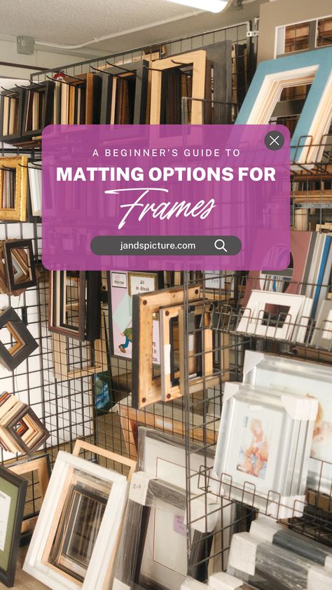 Learn all about matting options with this beginner's guide! Mats not only protect your art but also enhance its presentation. Choose single mats for a clean look or double mats for added depth. Neutral tones work for timeless appeal, while bold colors make a statement. Consider the width of the mat to balance the frame and artwork. Archival-quality mats are best for preserving your pieces long-term. Elevate your framing game and make your art stand out with the perfect matting choice! How To Frame A Picture, Frame Matting Diy, Cheap Frames, S Picture, Photo Restoration, Picture Framing, Art Stand, Custom Picture Frame, Frame Matting