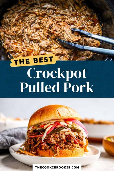 Crockpot Pulled Pork Recipe - The Cookie Rookie® Shredded Pork Crockpot, Pulled Pork Slow Cooker, Pork Slow Cooker, Crock Pot Pulled Pork, Pulled Pork Recipe Slow Cooker, Chris Freytag, Crock Pot Pulled Pork Recipe, Pulled Pork Nachos, Pulled Pork Recipe