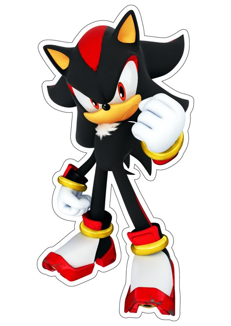 Sonic Stickers Printable, Sonic Cake Topper Printable, Shadow The Hedgehog Cake, Sonic The Hedgehog Running, Shadow From Sonic, Topper Sonic, Mama Stickers, Sonic Png, Shadow Sticker