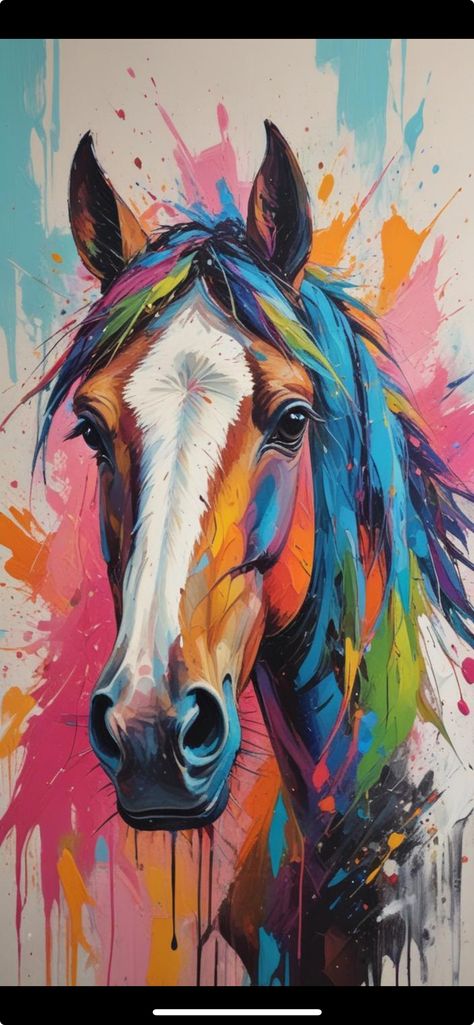 Whimsical Horse Paintings, Colorful Horse Art, Sublimation Cups, Card Artwork, Horse Paintings, Decoupage Decor, Horse Sketch, Horse Coloring, Horse Painting