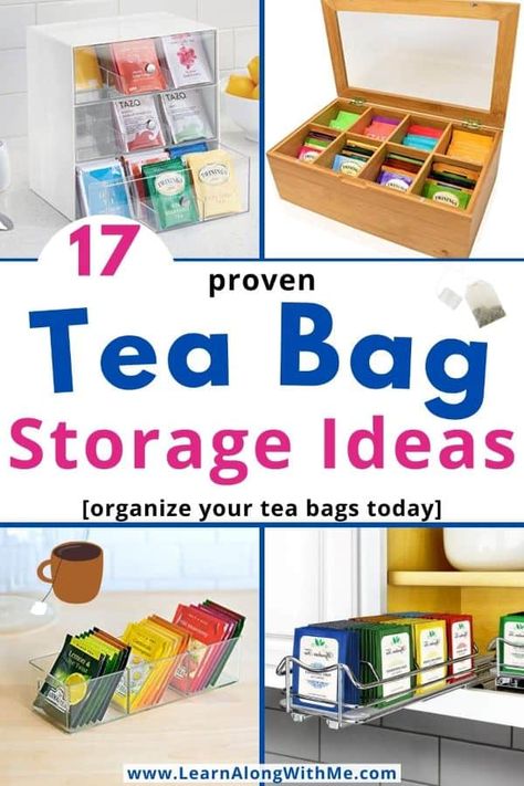 Yea Bag Organization, Vertical Tea Storage, How To Store Tea Bags Ideas, How To Organize Tea Bags, Tea Organizer Ideas, Tea Holder Organizers, Tea Storage Organizing, Tea Bag Organization, Diy Tea Bag Organizer