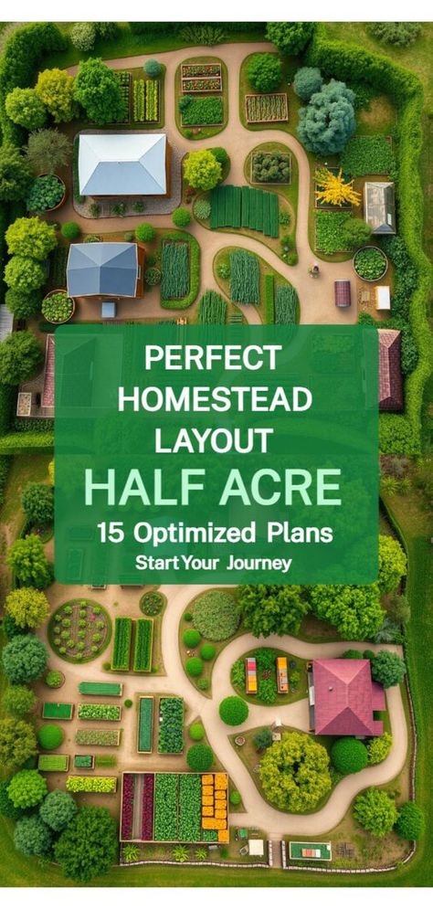 Looking to optimize your half acre? Check out these 15 layout ideas that enhance functionality and beauty! Perfect for gardens, livestock, and relaxation spots, you'll find the ideal inspiration for your homestead. Dive in and start planning! Half Acre Farm Layout, 1acre Homestead Layout, 1 Acre Homestead Layout House Plans, 1 Acre Farm Layout, Home Orchard Layout, Backyard Orchard Layout, 5 Acre Farm Layout, Quarter Acre Homestead Layout, Homestead Layout 5 Acres