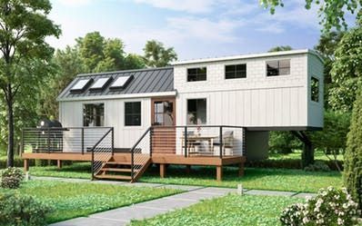 Tiny House Model Sleeps 6 - Photos, Floor Plan | Apartment Therapy Small Prefab Homes, Design Casa Piccola, Tiny Homes For Sale, Innovation Architecture, Tiny House Luxury, Tiny House Inspiration, A Small House, Tiny Home Ideas, The Goose