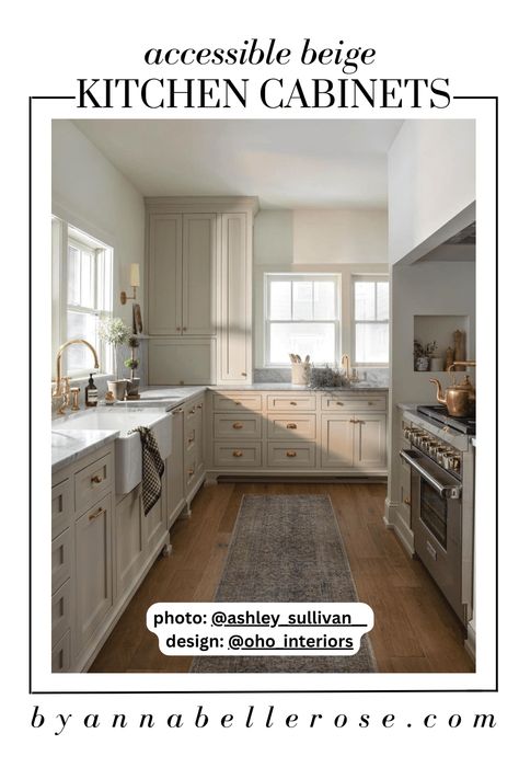 Why Accessible Beige Kitchen Cabinets Are the Ultimate Design Trend of the Year - By Annabelle Rose Accessible Beige Cabinet, Accessible Beige Cabinets Kitchen, Accessible Beige Kitchen Cabinets, Accessible Beige Kitchen, Accessible Beige Cabinets, Grey Kitchen Inspiration, Timeless Kitchen Cabinets, Cream Colored Kitchen Cabinets, Taupe Kitchen Cabinets