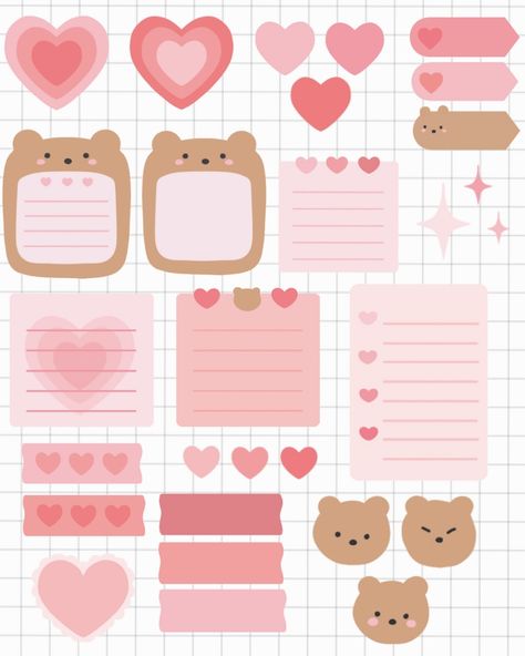 Free Printable Planner Stickers Kawaii, Ipad Notes, To Do Planner, Samsung Notes, Desain Buklet, Free Printable Planner Stickers, Cute Easy Doodles, Stickers Kawaii, Bullet Journal Diy