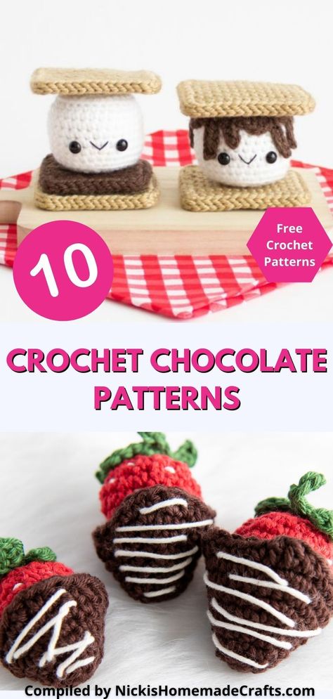 Chocolate Crochet Patterns, Crochet Chocolate, Chocolate Ornament, Crochet Stuffies, Crochet Cupcake, Pin Cushions Patterns, Chocolate Mugs, Sweet Cupcakes, Crochet Food