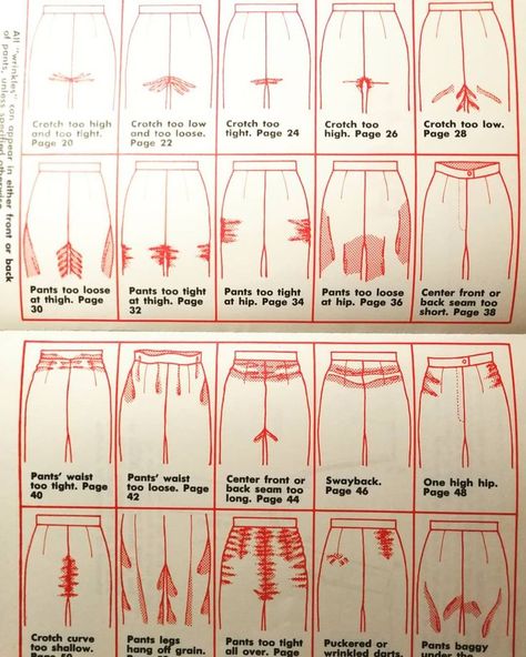 Yep I've posted these crotches before but they never get old. Just in case you hadn't been scared off making trousers already, here are just a few potential fit issues. You need to get #makingyourclothesfit by #patriciaburkhartsmith to find the answers...... #sewphotohop #sewphotohop2018 Pants Fitting Problems, Making Trousers, Diy Sy, Sewing Pants, Sewing Alterations, Beginner Sewing Projects Easy, Sew Ins, Sewing Lessons, Pattern Drafting