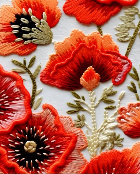 wil poppy detailed embroidery design from local meadow Embroidery Poppy Flower, Poppy Embroidery Pattern, Embroidery Poppies, Poppy Flower Embroidery, Embroidery Poppy, Poppy Crafts, Embroidered Poppies, Embroidery Wallpaper, Embroidered Poppy