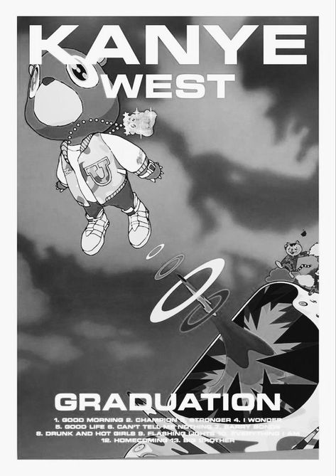 Music Posters Kanye West, Music Poster Ideas Black And White, Grey Posters For Wall, Kanye Music Poster, Rap Album Posters, Music Posters Kanye, Kanye West Black And White, Album Covers Black And White, Posters To Print Out