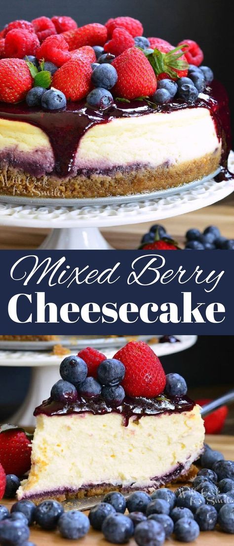 Cheesecake With Berries On Top, Fresh Fruit Cheesecake, Cheesecake Recipes Berry, Fruit Topped Cheesecake, Berry Cheesecake Topping, Cheesecake With Fruit Topping, Cheesecake Recipes Fruit, Fruit Cheesecake Recipes, Cheesecake Beautiful