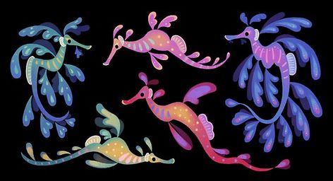 Mini Tela, Sea Creatures Drawing, Sea Creatures Art, Sea Dragons, Sea Dragon, Cute Animal Drawings Kawaii, Arte Inspo, Seahorses, Marine Biology