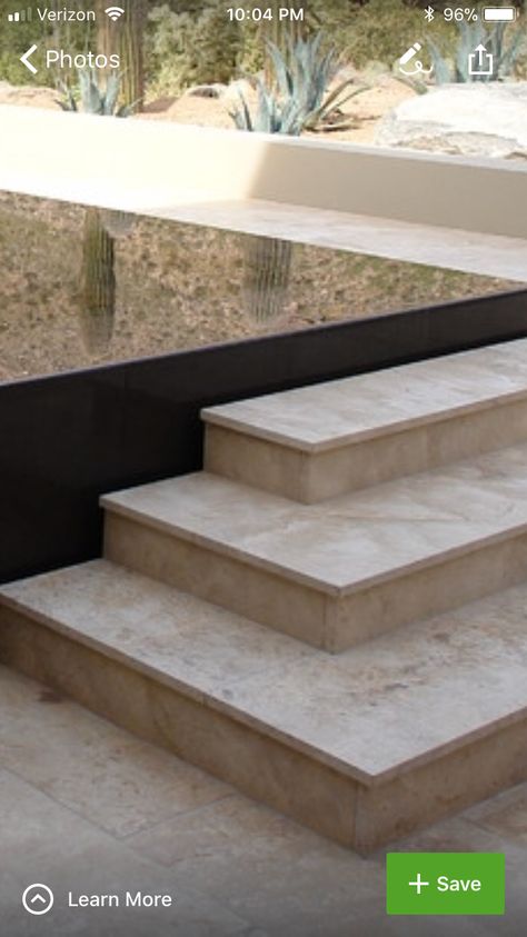 Travertine step Travertine Steps, Travertine Stairs, Entrance Staircase, Backyard Splash Pad, Travertine Patio, Beverly Park, Spain House, Home Redesign, Concrete Coatings