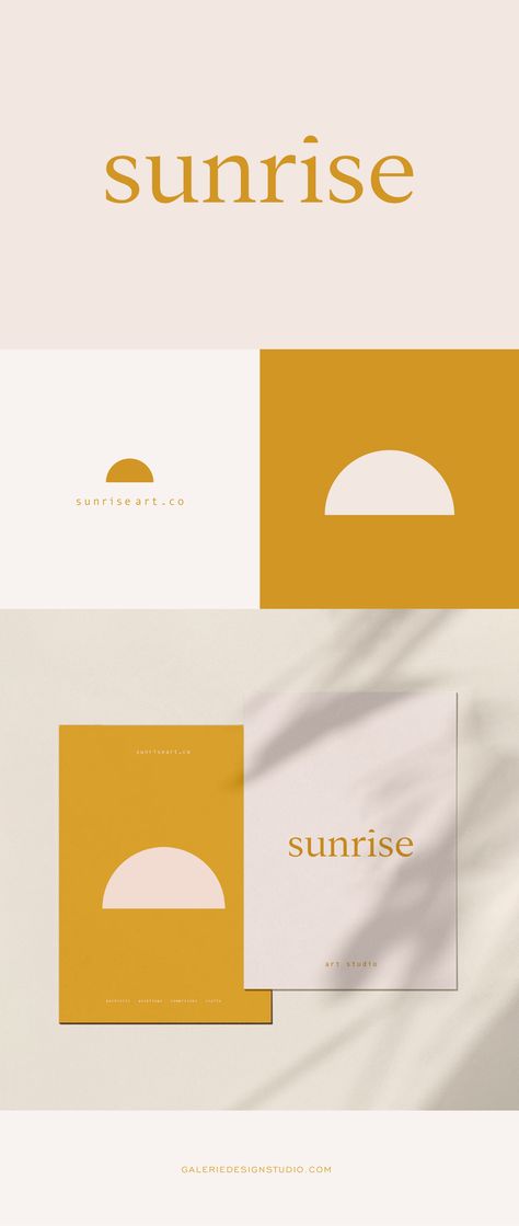 A clean and clever brand design for a boutique art studio. #branding #sunrise #sun #sunshine #logodesign #cleverlogo Sunrise Logo, Clever Logo Design, Boutique Art, Clever Logo, Studio Branding, Sun Logo, Beautiful Branding, Identity Design Logo, Branding Design Inspiration