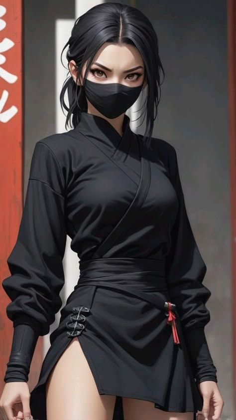 Anime Ninja Female, Female Ninja Outfit, Ninja Girl Costume, Ninja Girl Art, Ninja Outfit Female, Tattoo Ninja, Ninja Pose, Drawing Ninja, Girl Ninja Turtle