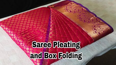 Pattu Saree Styling Ideas, Saree Pleating And Folding, Saree Pre Pleating And Folding, Saree Prepleating, Saree Box Folding, Saree Draping Styles Modern, Saree Pre Pleating, Saree Dress Design Ideas, Saree Folding