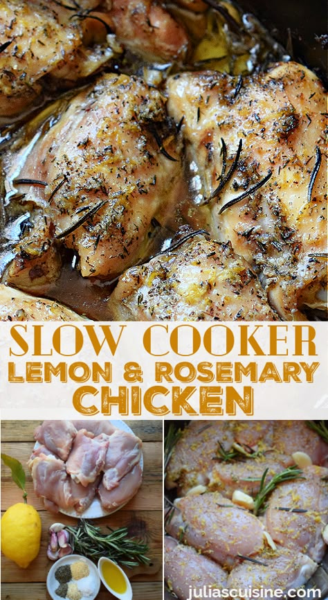 Rosemary Chicken Casserole, Rosemary Chicken Crockpot Recipes, Slow Cooker Chicken Bone In, Fresh Rosemary Recipes Dinners, Chicken Rosemary Soup, Rosemary Chicken And Rice, Rosemary Chicken Slow Cooker, Lemon And Rosemary Chicken, Fresh Rosemary And Thyme Recipes