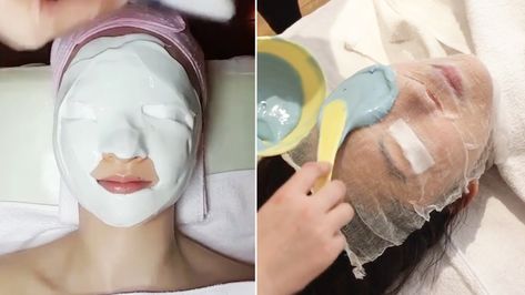 These Korean Beauty Rubber Mask Videos Are Weirdly Mesmerizing | Allure Face Mask Video, Waxing Business, Mask Video, Mud Masks, Rubber Mask, Korean Face Mask, Beauty Tips Hair, Esthetician Room, Spa Days