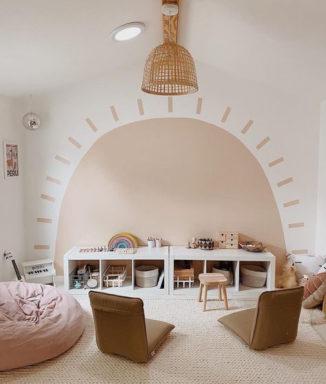 Happiest playroom ever? 🌞🙌 We think so. Sometimes all you need is a fresh can of paint to create some serious whimsy. 📸: @almostmakesperfect Kids Playroom Decor, Playroom Design, Kids Room Inspiration, 아파트 인테리어, Nursery Baby Room, Toddler Bedrooms, Toy Rooms, Big Girl Rooms, Kids Room Design