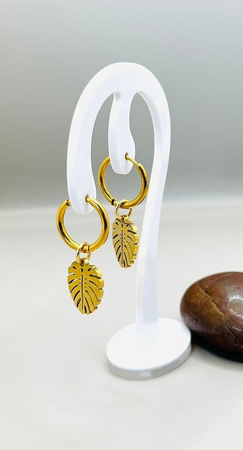 Handmade item Drop length: 1.5 Inches Materials: Stainless steel Closure: Lever back Made to Order Hoop Earrings, Earrings Aesthetics, Everyday Earrings, Drop Earrings Leaf Earrings Gold, Gold Leaf Earrings, Queen Fashion, Earrings Everyday, Turkish Jewelry, Entrepreneur Tips, Drop Dangle Earrings, Amazon Handmade, Earrings Drop