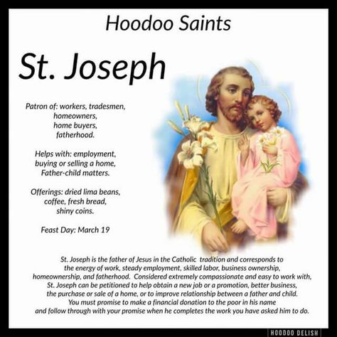 St. Joseph Folk Catholicism, Hoodoo Delish, Hoodoo Conjure Rootwork, Hoodoo Rootwork, Hoodoo Magic, Hoodoo Conjure, Hoodoo Spells, Voodoo Hoodoo, Folk Magic