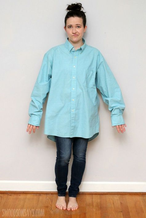 Men Shirt Refashion, Wearing Mens Shirts Women, Women Wearing Mens Shirts, Upcycle Mens Dress Shirt, Mens Shirt Refashion Dress, Dress Shirt Refashion, Old Shirt Refashion, Revamp Clothes, Refashion Dress