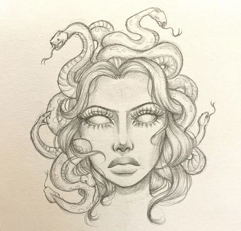 Medusa Drawing Pencil, Pencil Snake Drawings, Madussa Sketch, Greek Mythology Statue Drawing, Drawing Ideas Medusa, Medusa Face Drawing, Step By Step Snake Drawing, Medusa Pencil Sketch, Aphrodite Body Drawing