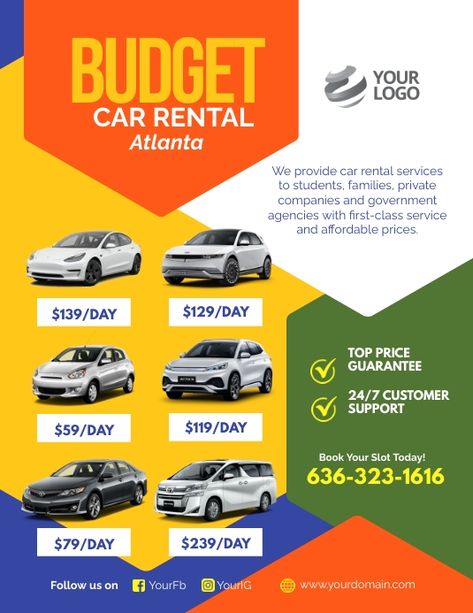 Design created with PosterMyWall Car Budget, Rv Rental, Private Company, Car Rental Service, Flyer Poster, Online Ads, Day Book, Car Rental, Flyer Template