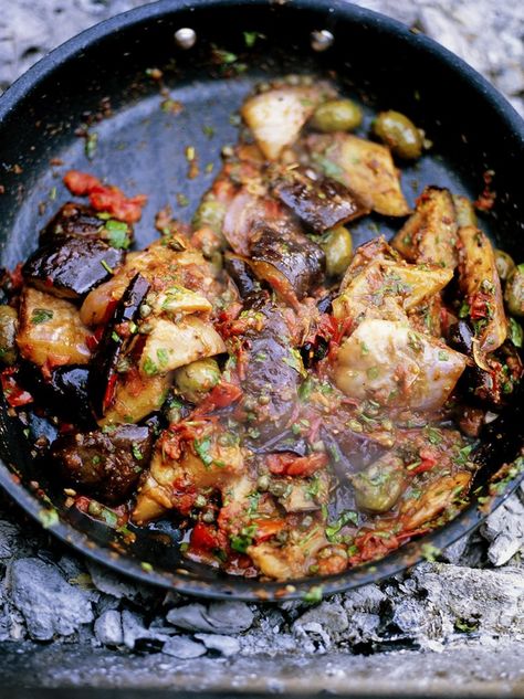 Incredible Sicilian aubergine stew (Caponata) Pasta Fusilli, Jamie Oliver Recipes, Vegetables Recipes, Eggplant Recipes, Vegetable Sides, Jamie Oliver, Vegetable Side Dishes, Vegetable Dishes, Vegetarian Dishes