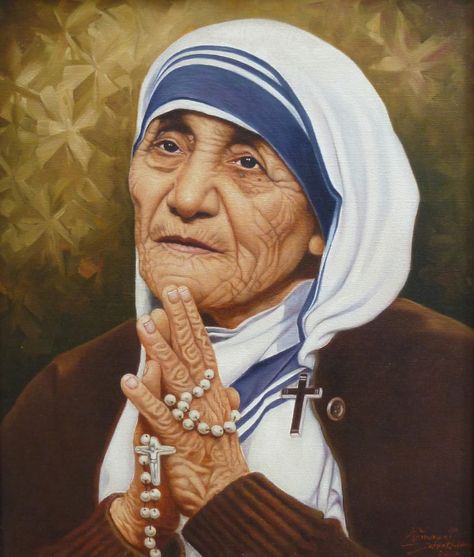 Mother Teresa Humility List, Mother Teresa Images, Mother Teresa Art, Mother Teresa Photos, Saint Mother Teresa, Pencil Drawing Images, Republic Day India, Black Woman Artwork, Woman Artwork