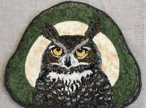 Owl Portrait, Great Horned Owl, Creatures Of The Night, Hooked Rugs, Long Winter, Just Start, Winter Months, Rug Hooking, Bird Watching