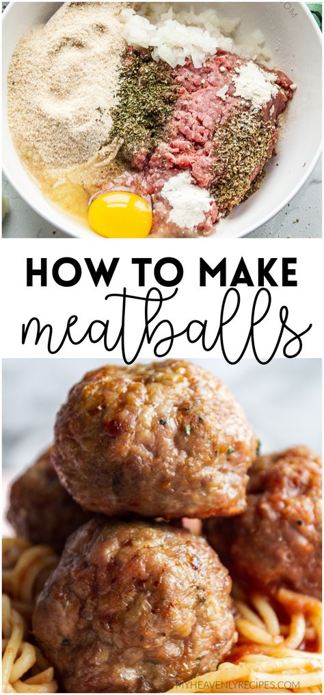 Spaghetti Easy Recipe, Meatballs In The Oven, Easy Homemade Meatballs, Spaghetti Easy, Homemade Meatballs Easy, Homemade Meatballs Recipe, Oven Baked Meatballs, Colombian Cuisine, How To Make Meatballs