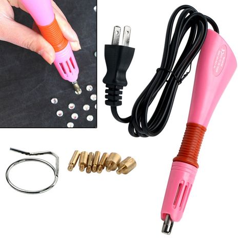 US Diy Heater, Chain Necklace Diy, Diy Wand, Hand Tool Set, Hand Tool Sets, Hot Fix, Pink Kids, Crystal Gems, Tool Set