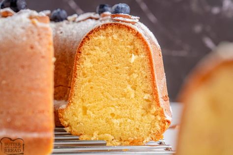 BUTTERY CREAM CHEESE POUND CAKE - Butter with a Side of Bread Snickers Fudge, Butter Pound Cake, Moist Pound Cake, Easy Christmas Candy Recipes, Cheese Pound Cake, Cream Cheese Pound Cake, Bundt Cake Pan, Stroganoff Recipe, Lemon Pound Cake