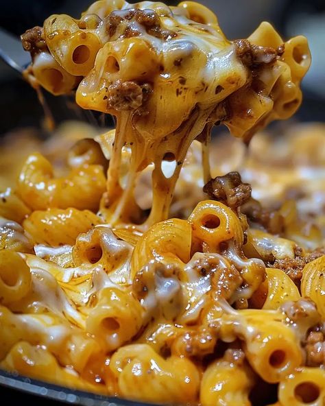 Cheesy Sloppy Cheeseburger Pasta Delight – Kitchen Lap Filling Supper Ideas, Noodles And Hamburger Meat Recipes, Cheesy Sloppy Cheeseburger Pasta Delight, Sloppy Cheeseburger Pasta, Cheesy Sloppy Joe Pasta, Cheesy Sloppy Cheeseburger Pasta, Cheese Burger Mac And Cheese, Mac And Cheese Meatloaf, Lazy Sunday Dinner Ideas