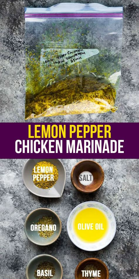 Diy Chicken Marinade, Lemon Pepper Marinade Recipe, Marinated Chicken Tenderloins, Lemon Pepper Marinade Chicken, Chicken Marinade Lemon, Lemon Peper Chicken, Overnight Chicken Marinade, Chicken Breast Marinades, Easy Dinner Meal Prep