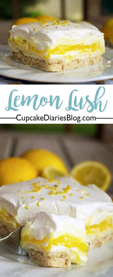 Lemon Lush Dessert, Lush Dessert, Lush Cake, Lemon Lush, Lemon Dessert Recipes, Oreo Brownies, Layered Desserts, Lemon Pudding, Summer Dessert Recipes