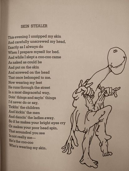 11 of Shel Silverstein's Most Weird and Wonderful Poems Scary Poems Creepy Nursery Rhymes, Poems With Pictures, Tim Burton Poems, Horror Poems, Creepy Nursery Rhymes, Scary Poems, Strange Quotes, Misguided Ghosts, Illustrated Poems