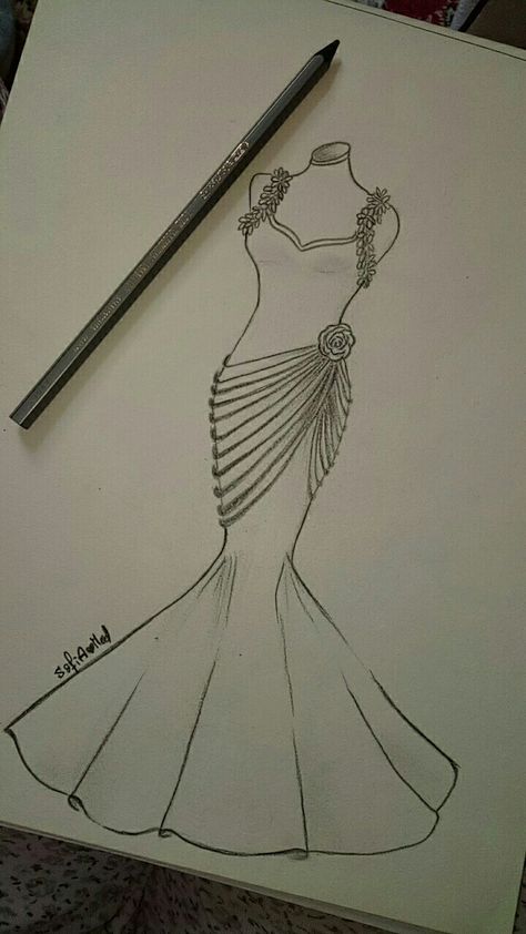 Drawing Dresses Sketches Design, Easy Fashion Sketches For Beginners, Fashion Illustration Sketches Dresses Gowns Beautiful, Gown Drawing Sketches Easy, Gown Sketches Design, Bride Dress Drawing, Modern Dress Drawing, Fashion Design Sketches For Beginners, Frock Drawing