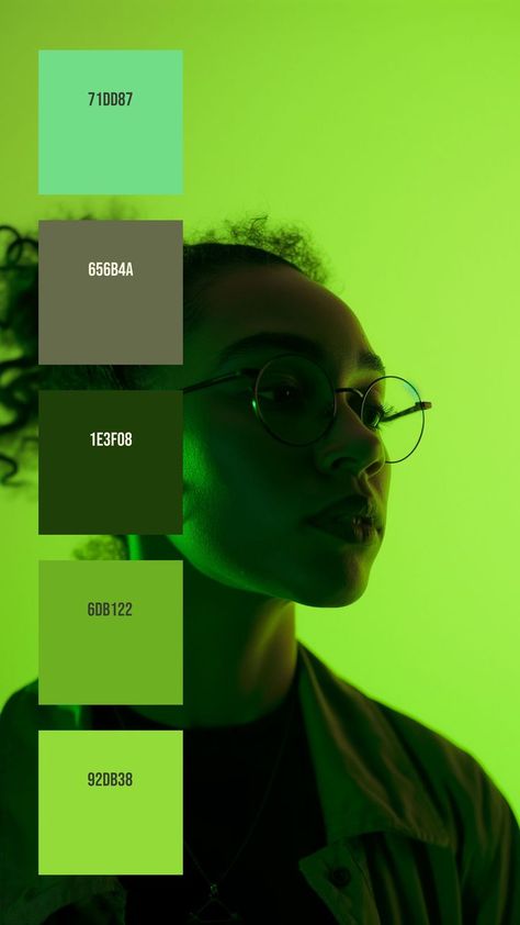 Colors:
71DD87
656B4A
1E3F08
6DB122
92DB38 Neon Colour Palette, African Colors, Pantone Palette, Model Paint, Color Palette Design, Facial Expression, Other Half, Neon Color, Facial Expressions