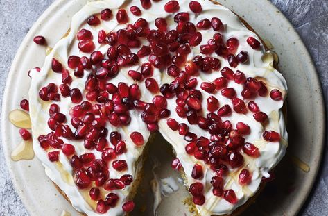 Pomegranate & Pistachio Cake Recipe | Waitrose & Partners Pomegranate Pistachio, Pomegranate Cake, Pistachio Cake Recipe, Fresh Pasta Sauce, Cafe Cakes, Frozen Seafood, Pistachio Cake, Japanese Dessert, Recipes Cake