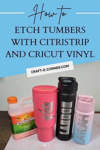 Decal Sizes For Tumblers, Citristrip Tumbler Designs, Citristrip Tumblers, Citristrip On Tumblers, What Kind Of Vinyl To Use On Tumblers, Etching Tumblers With Citristrip, Citristrip Cricut Tumbler, How To Etch Powder Coated Tumbler, Decal Sizing For Tumblers